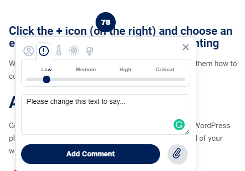 You can change the priority of your task by clicking on the Exclamation Point icon at the top of the comment box: