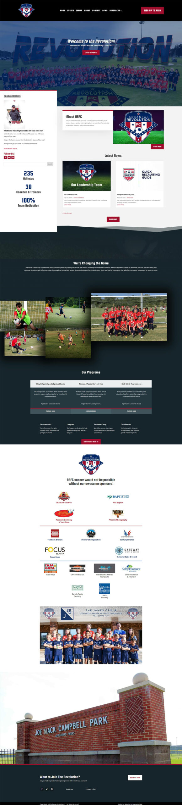 Soccer team website design