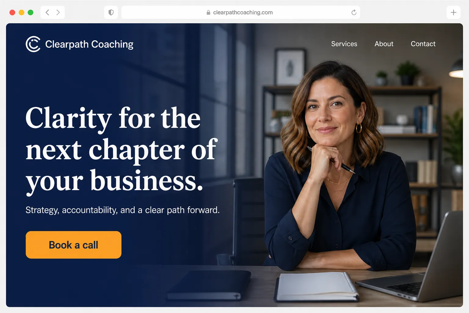 Example managed website preview for a professional service business