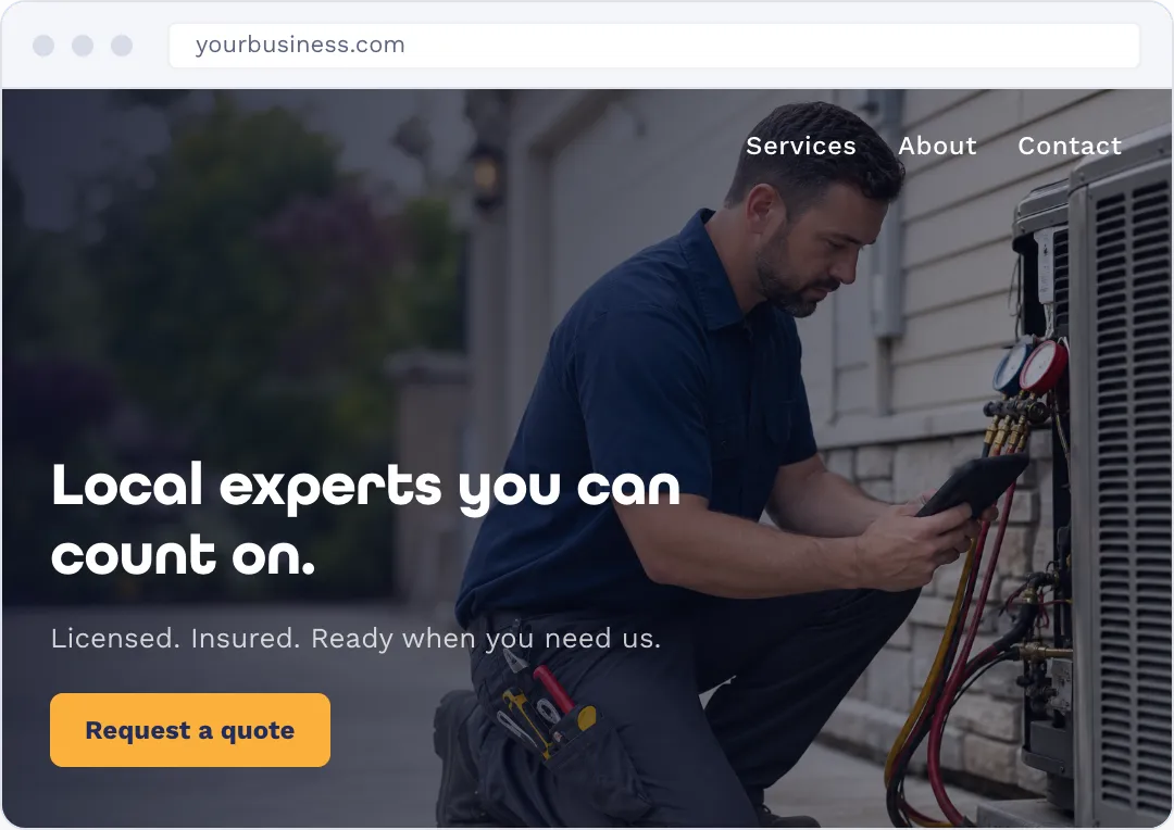Example managed website preview for a local service business